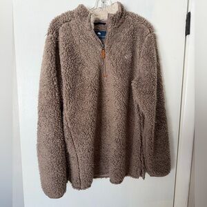 Taupe Brown Sherpa Quarter Zip Pullover – Size M